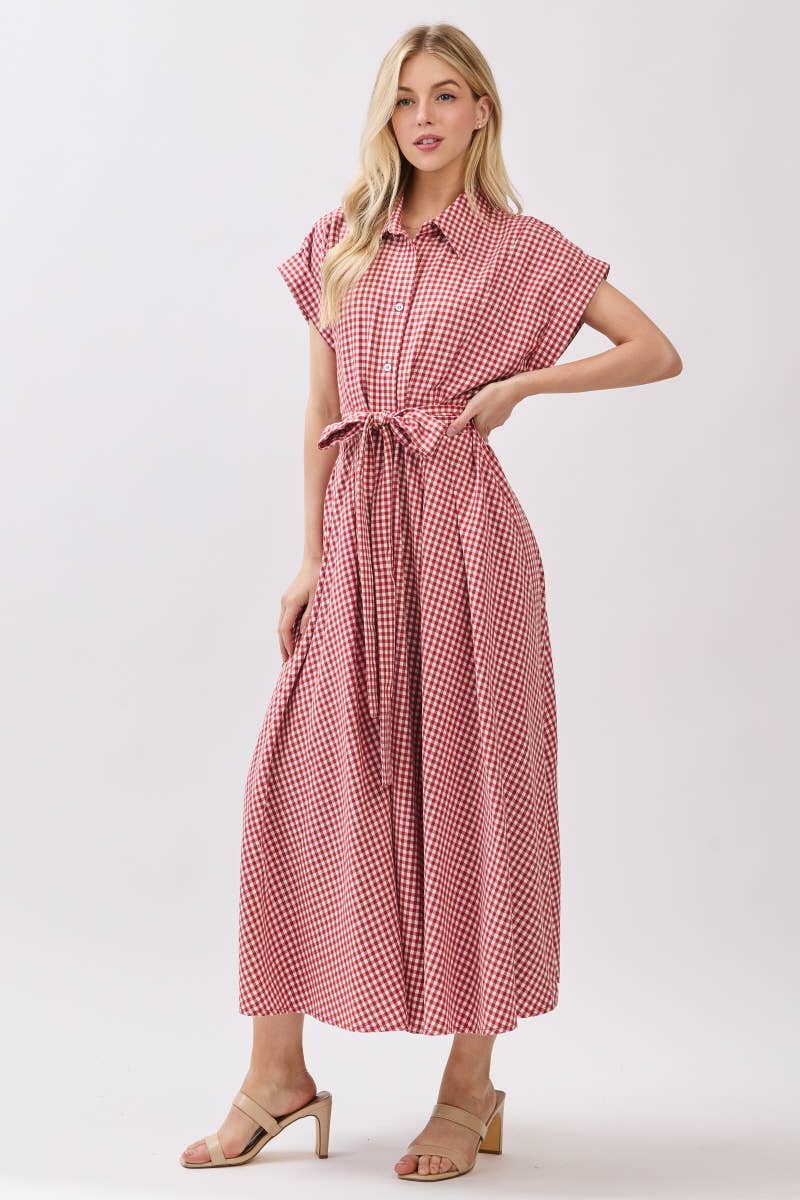 The Royal Red Button Down Maxi Dress