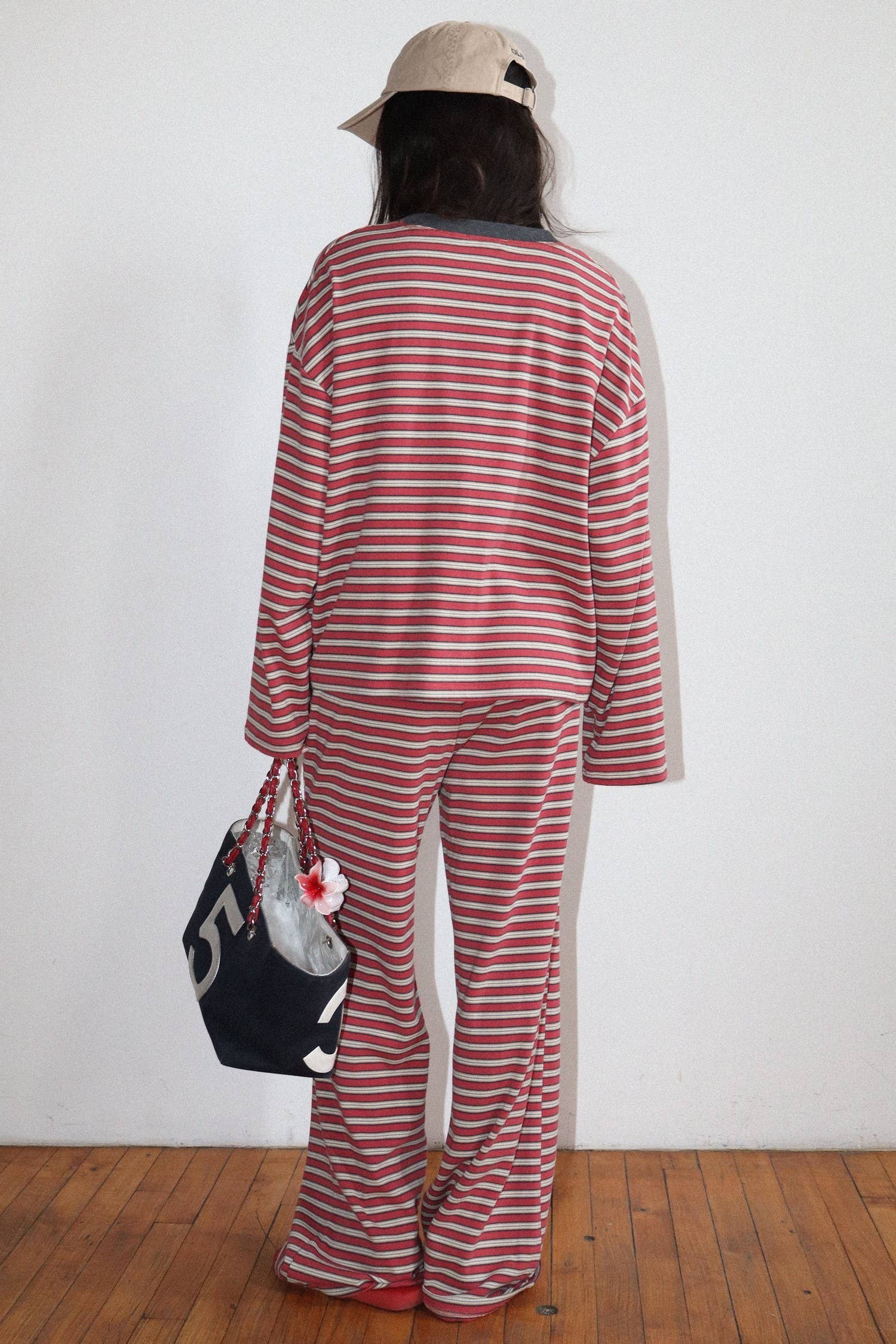 Navy and Red Striped Long Sleeve Top