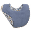 Blue Flowers Muslin Cotton Reversable Baby Bib