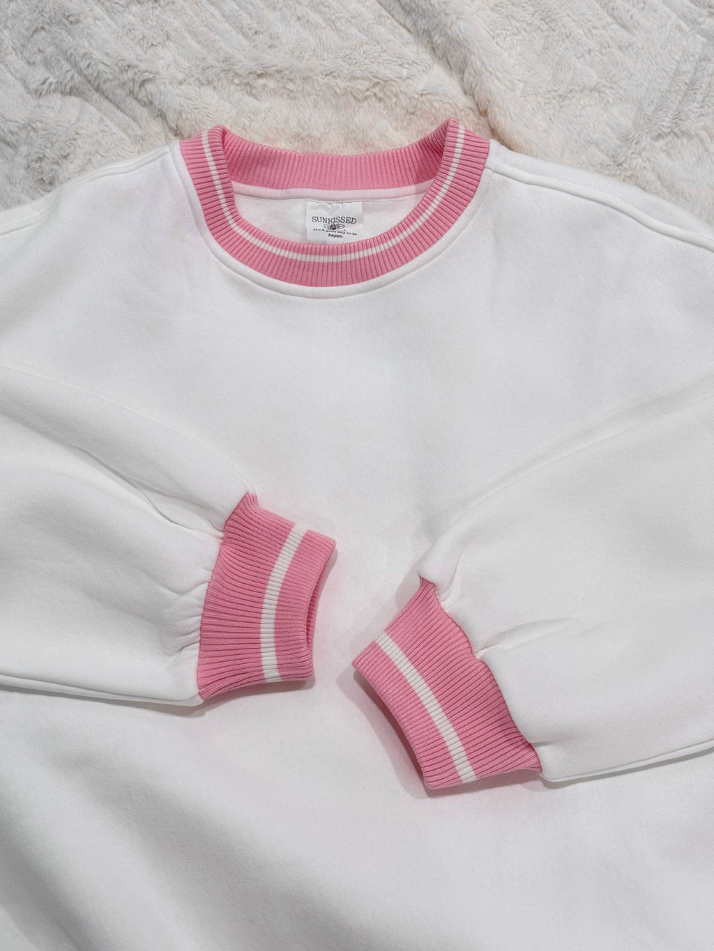 Preppy Crew Pink & White Sweatshirt