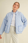 Quilted Gingham Puffer Jacket