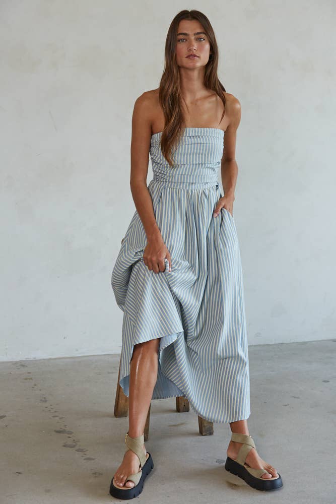 Stacy Striped Strapless Maxi Dress