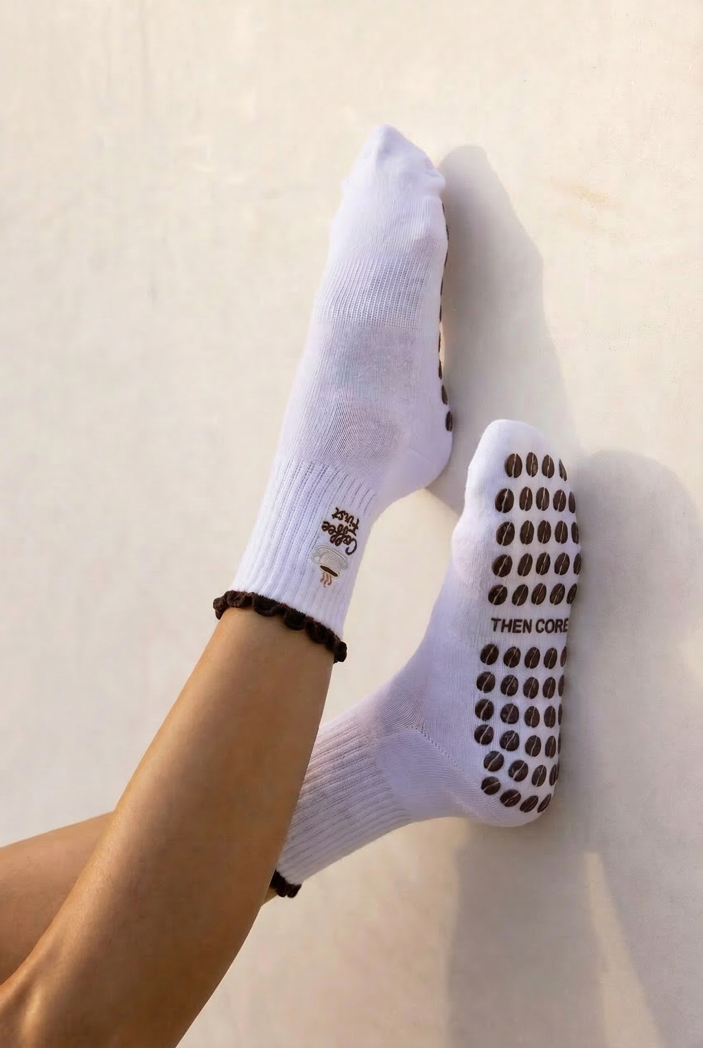 Coffee First Then Core Grip Socks