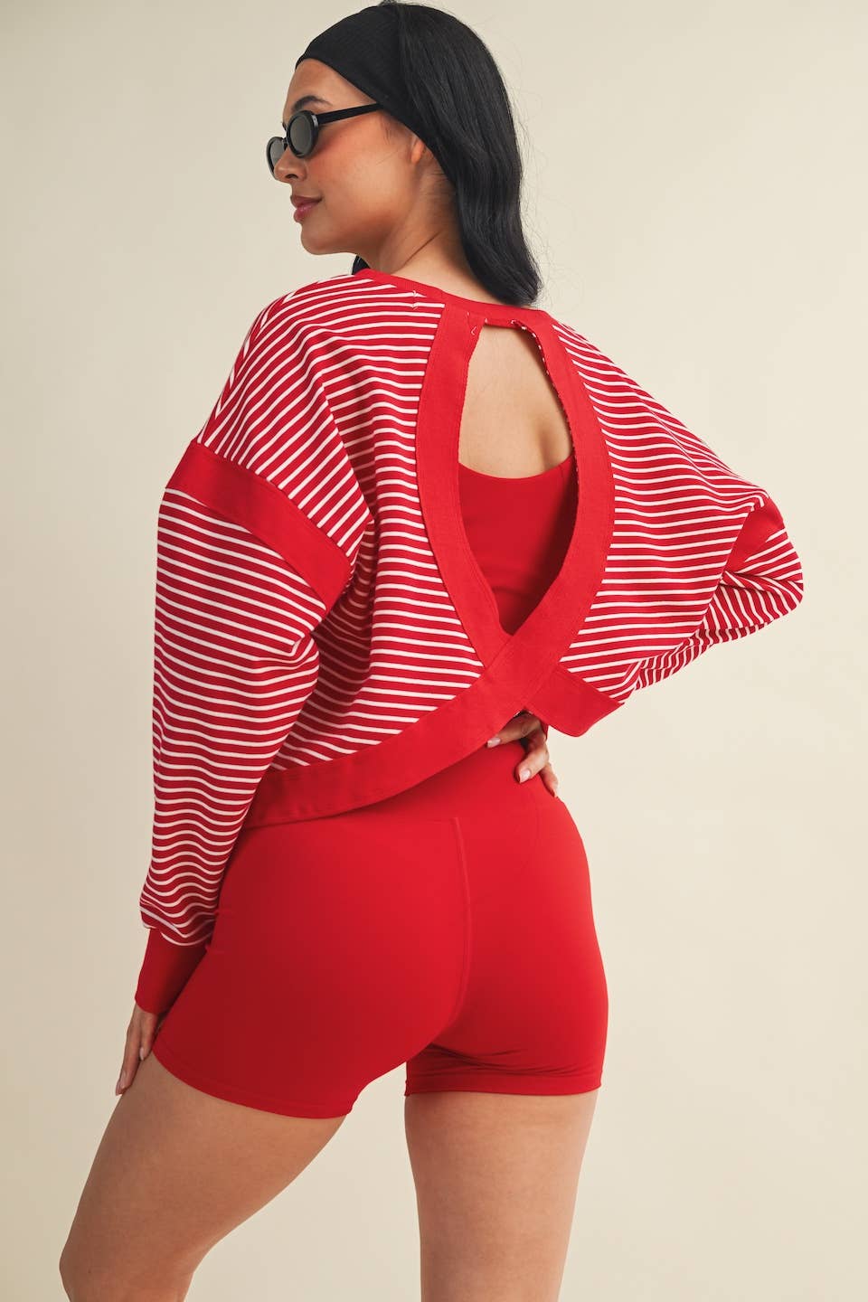 Sassy Striped Cutout Back Top