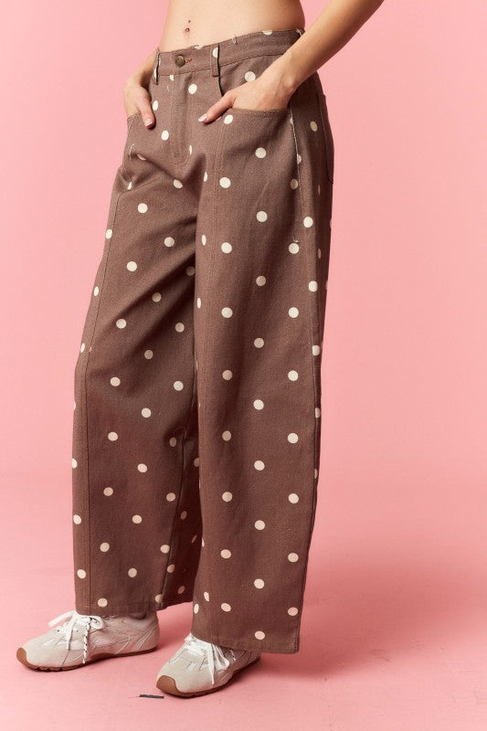 Bonnie Brown Polka Dot Wide Leg Pant