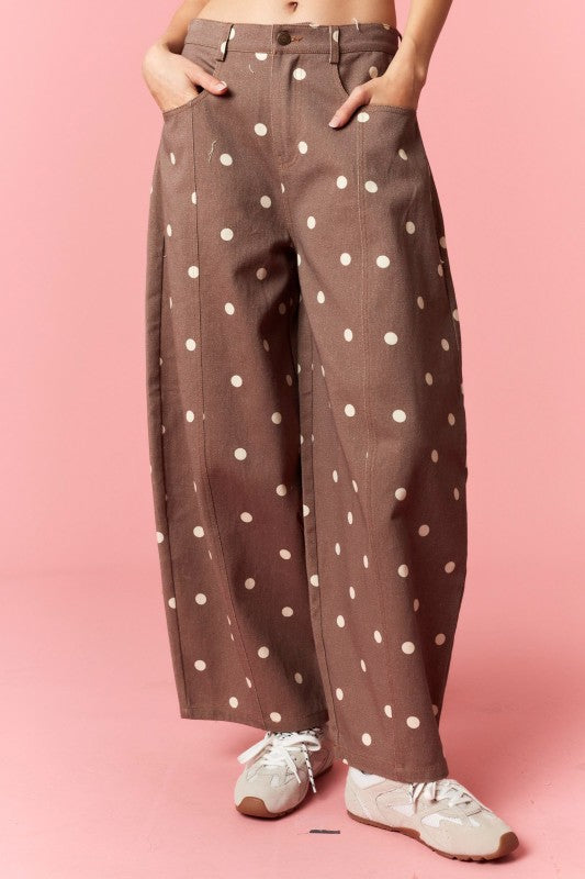 Bonnie Brown Polka Dot Wide Leg Pant