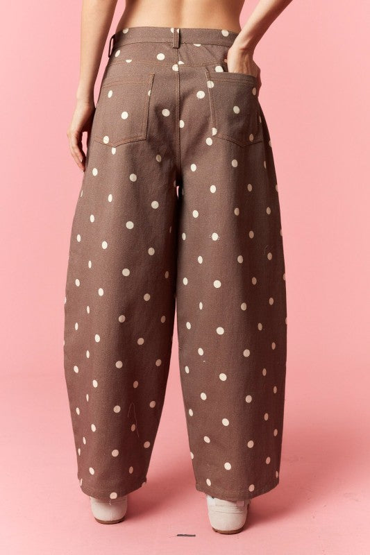 Bonnie Brown Polka Dot Wide Leg Pant