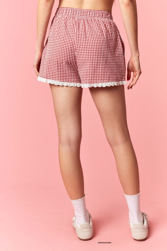 USA Red Gingham Shorts