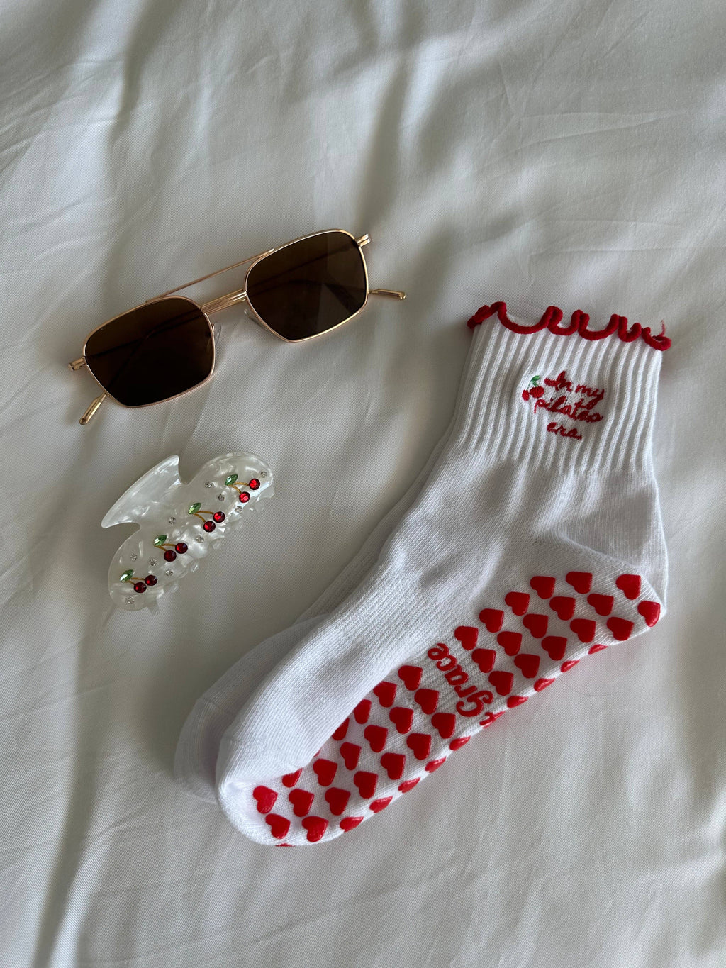 Red Heart In My Pilates Grip Socks