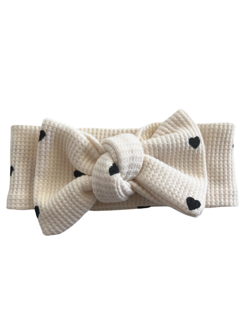 Black Heart Organic Waffle Knot Bow
