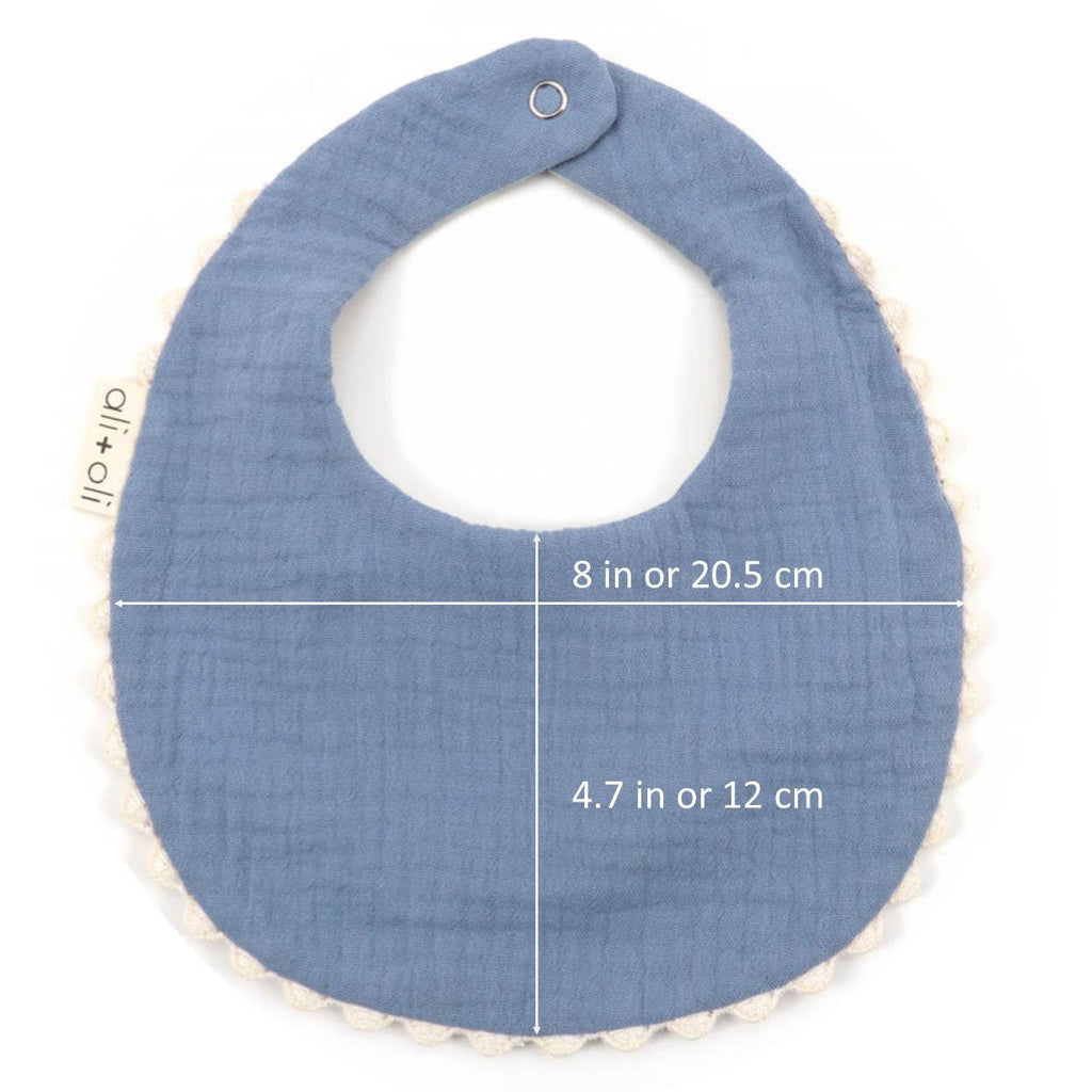 Blue Flowers Muslin Cotton Reversable Baby Bib