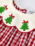 Christmas Tree Embroidery Red Gingham Set