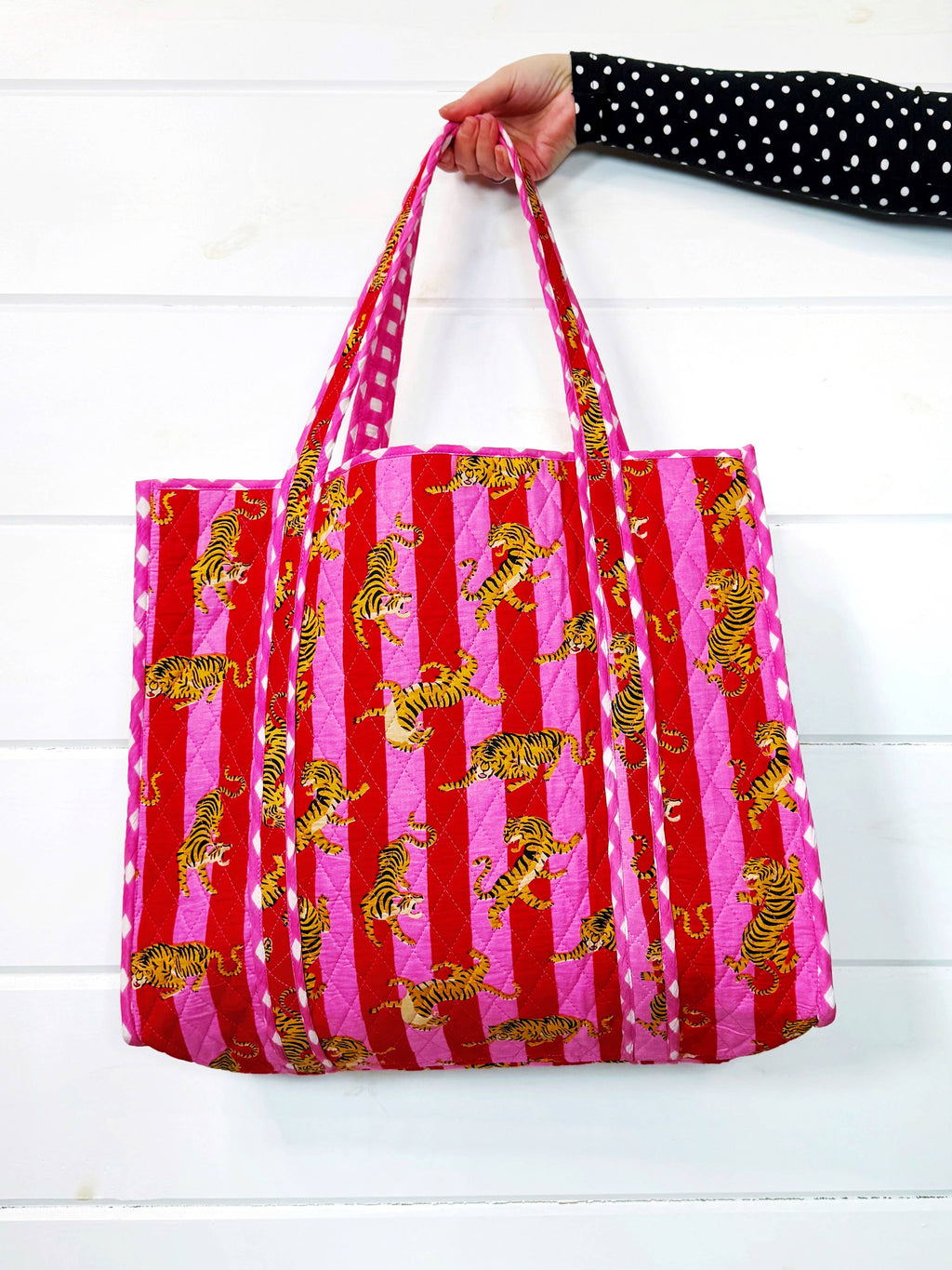 Eye of the Tiger Pink & Red Quilted Tote