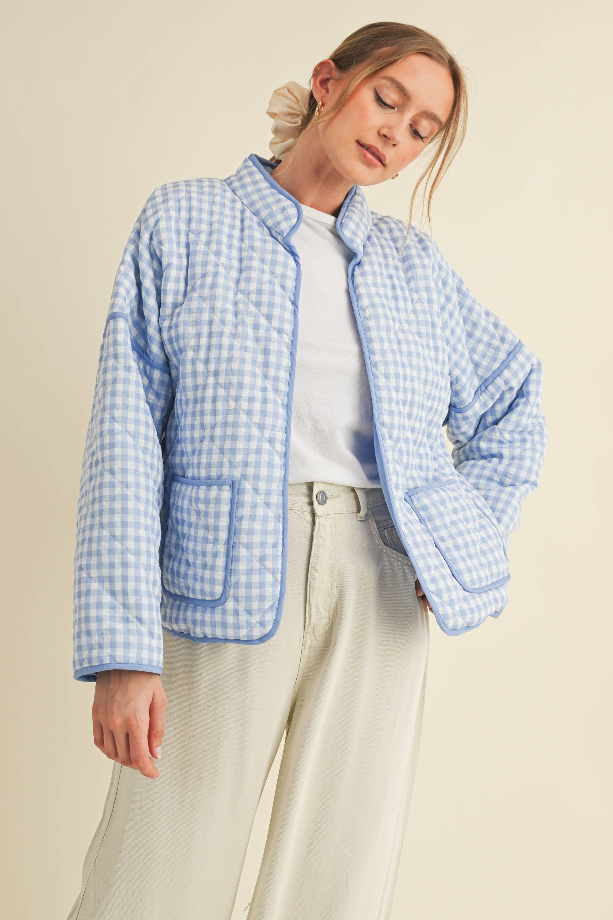 Quilted Gingham Puffer Jacket