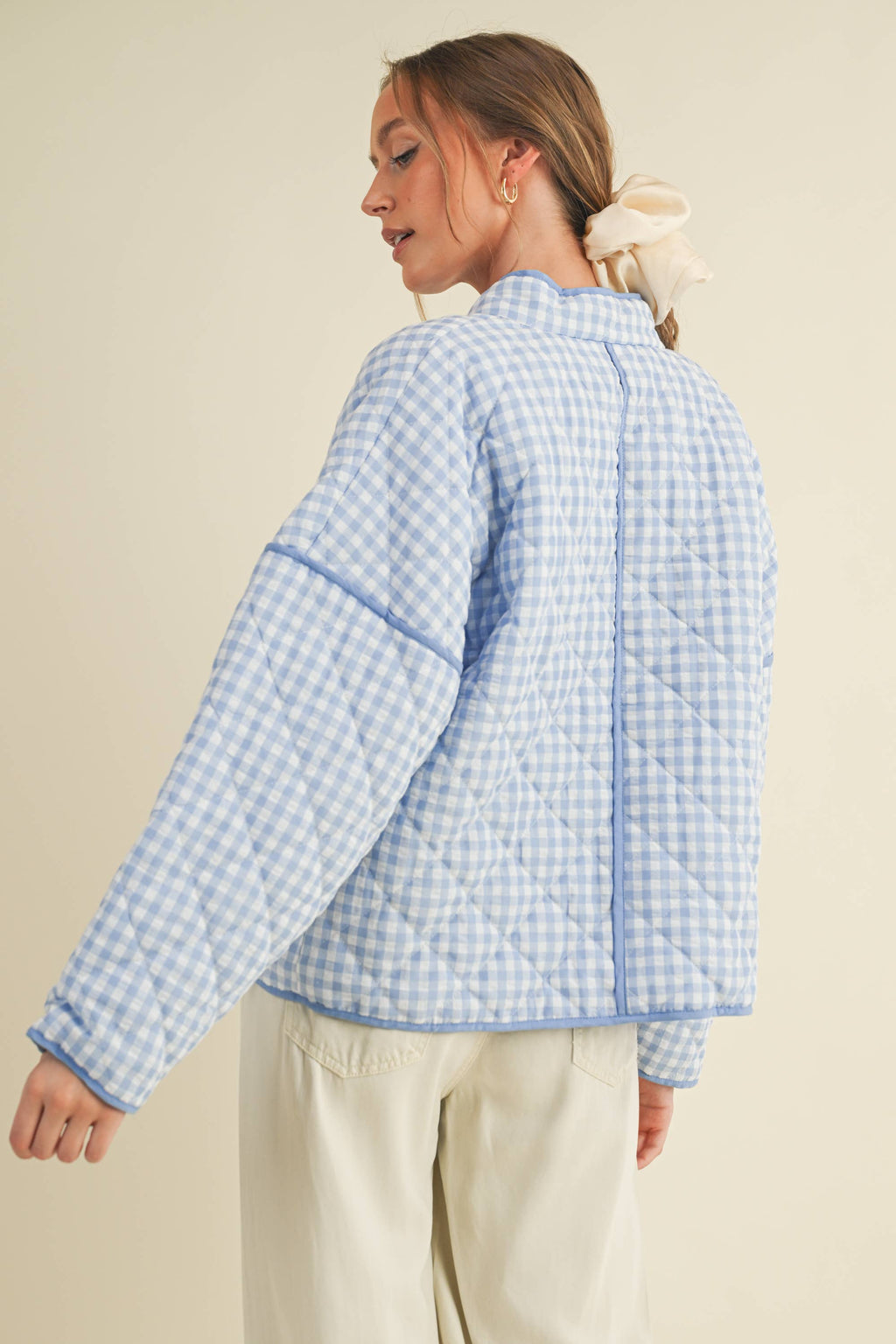 Quilted Gingham Puffer Jacket