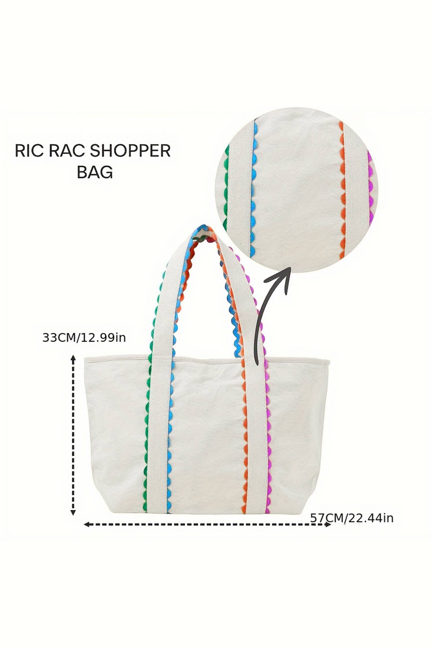 Colorful Ricrac Canvas Tote Bag