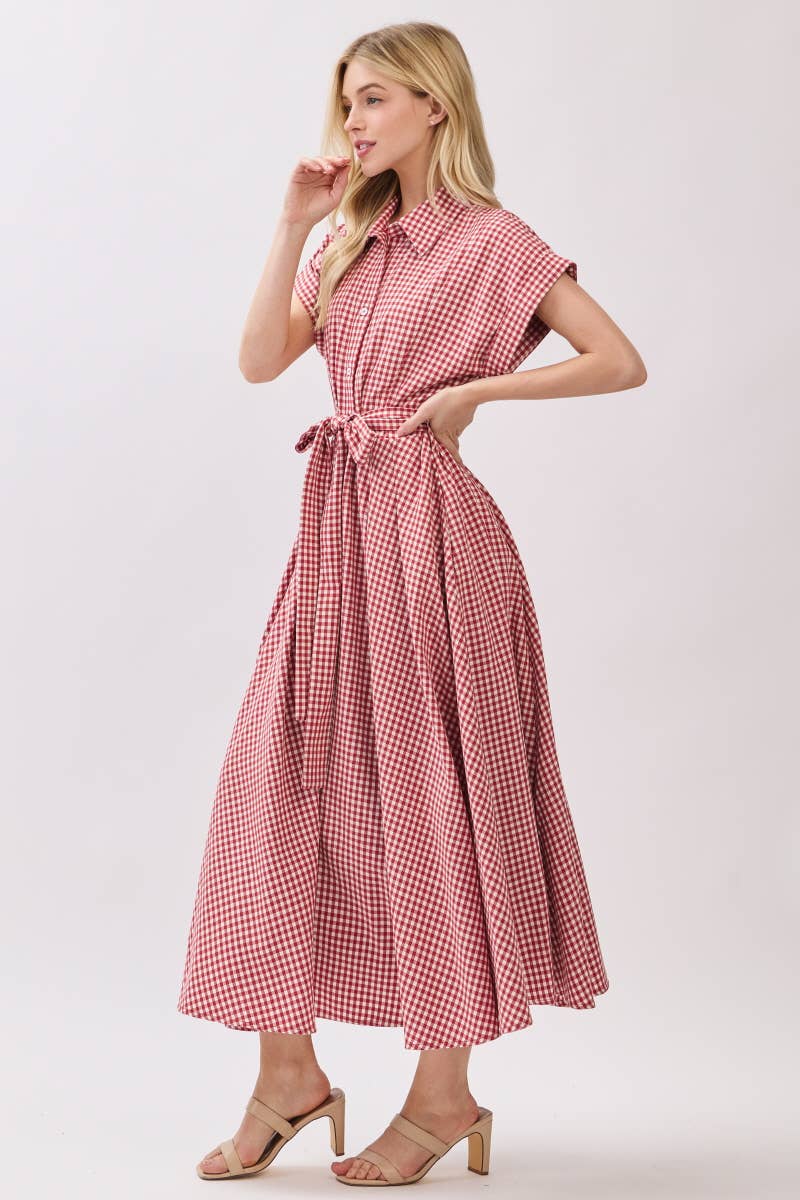 The Royal Red Button Down Maxi Dress