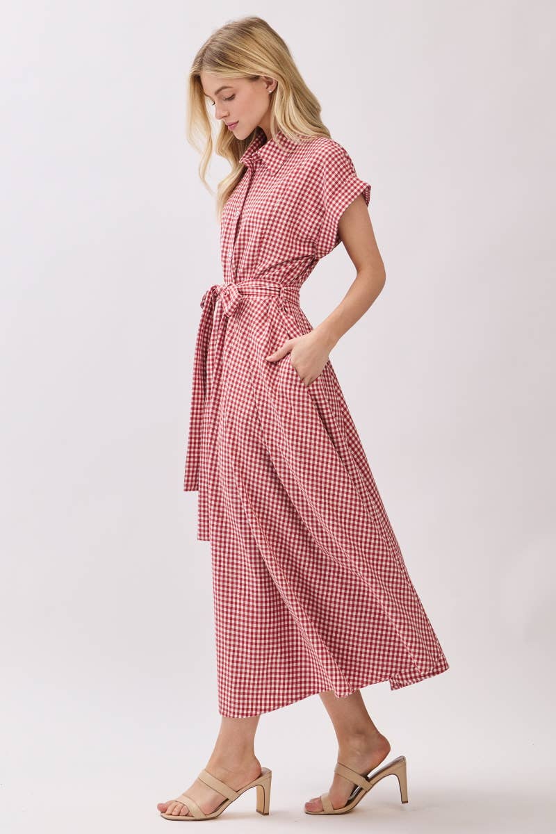 The Royal Red Button Down Maxi Dress