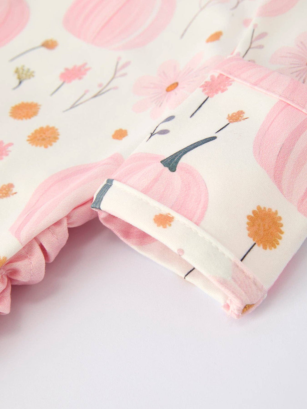 Pink Pumpkin Floral Print Baby Girls Romper