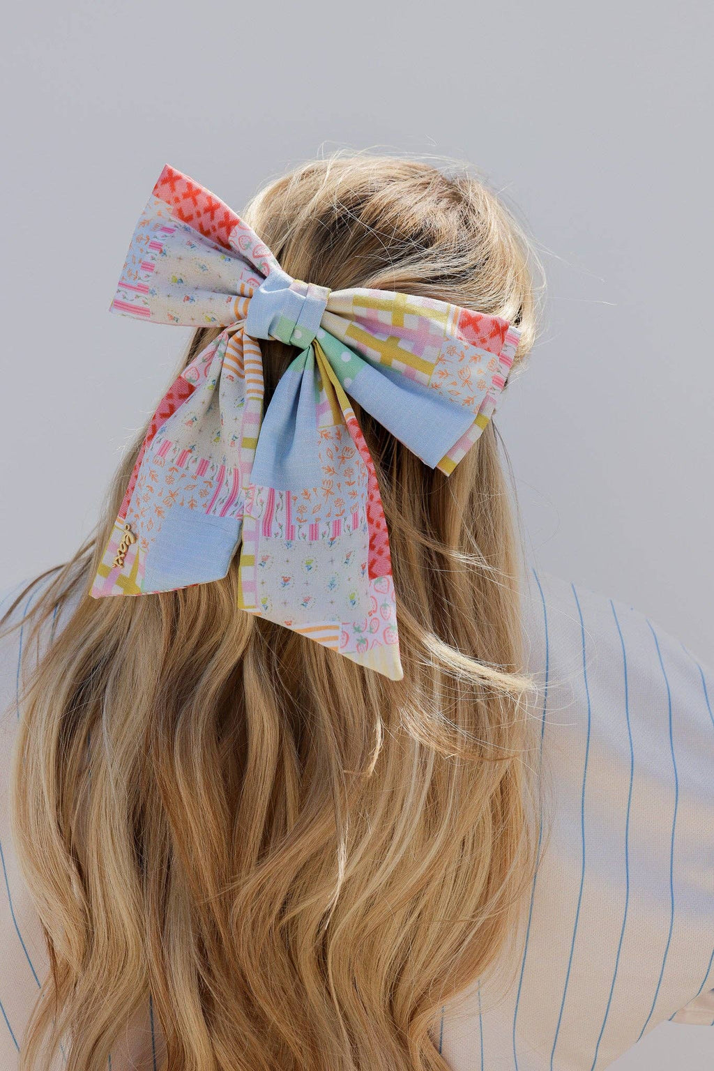 Patchwork Mini Hair Bow Clip