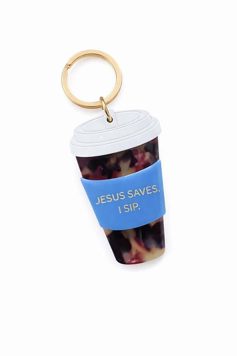 Christian Coffee Keychain | Jesus Saves I Sip