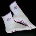 Happiest Here Grip Socks - Purple/White