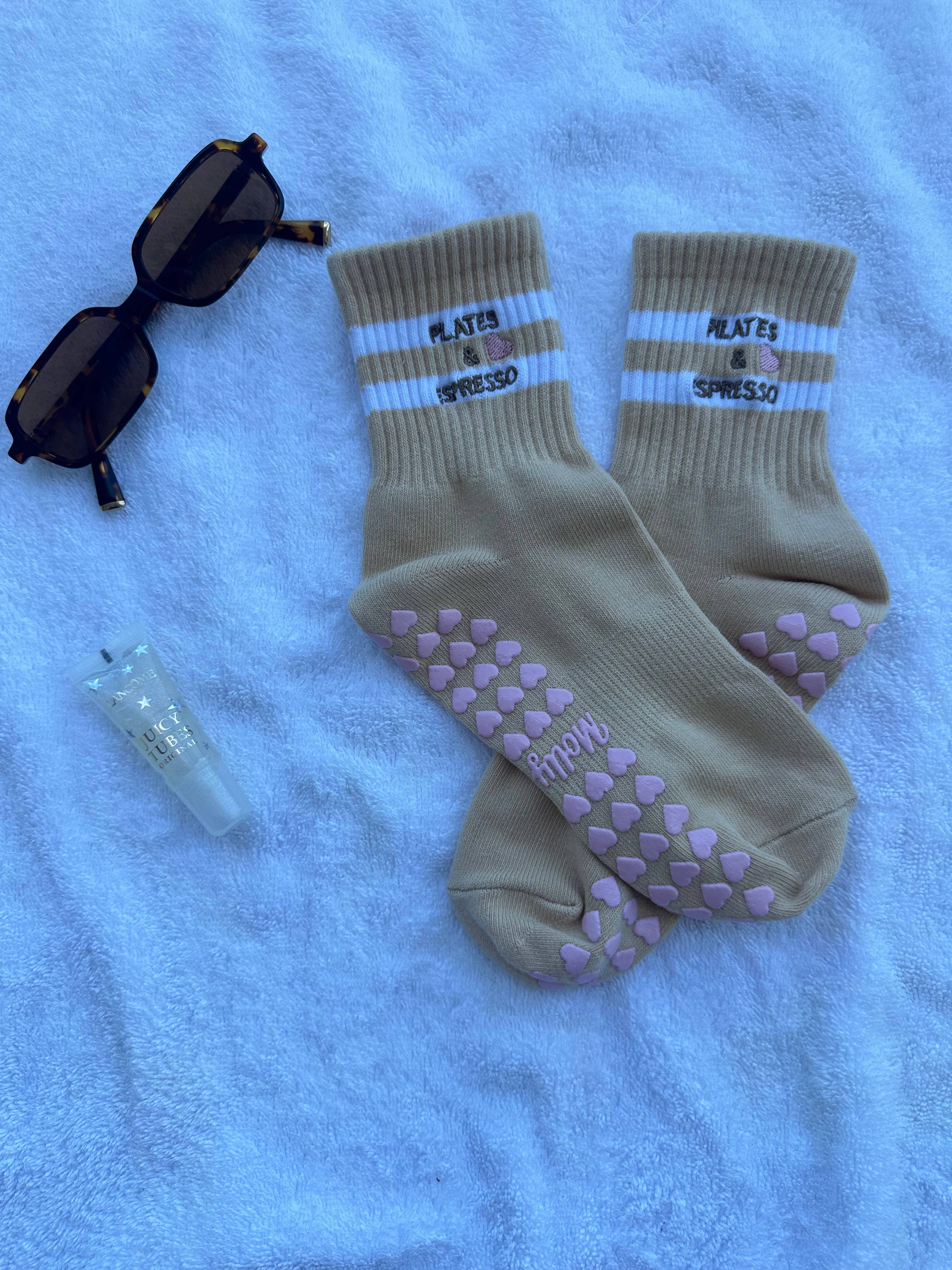 Pilates & Espresso Grip Socks
