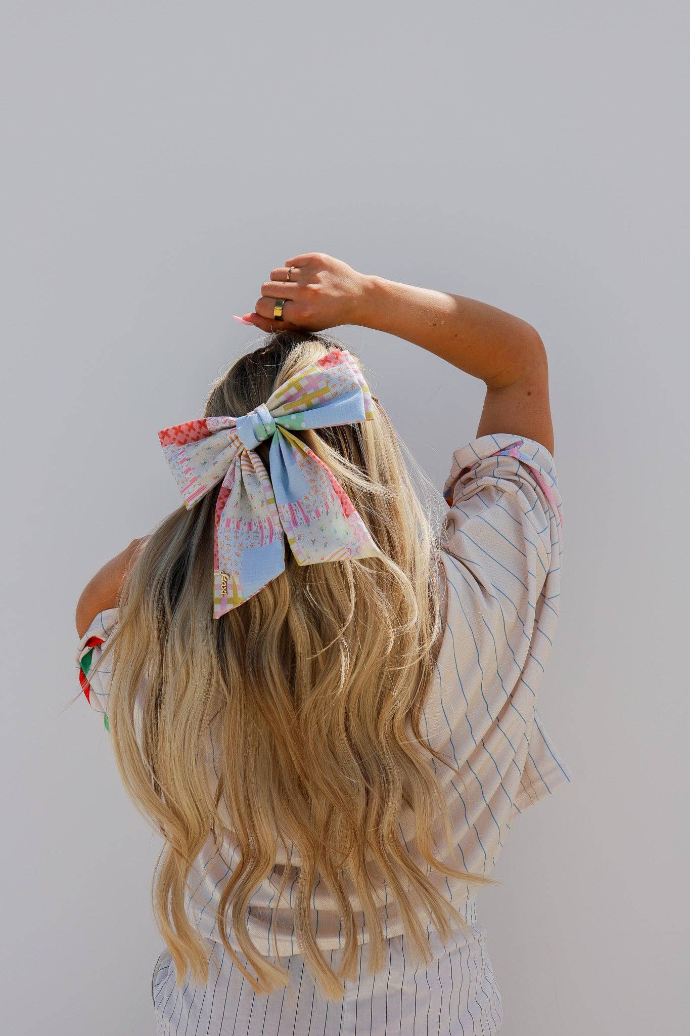 Patchwork Mini Hair Bow Clip