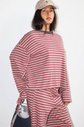 Navy and Red Striped Long Sleeve Top