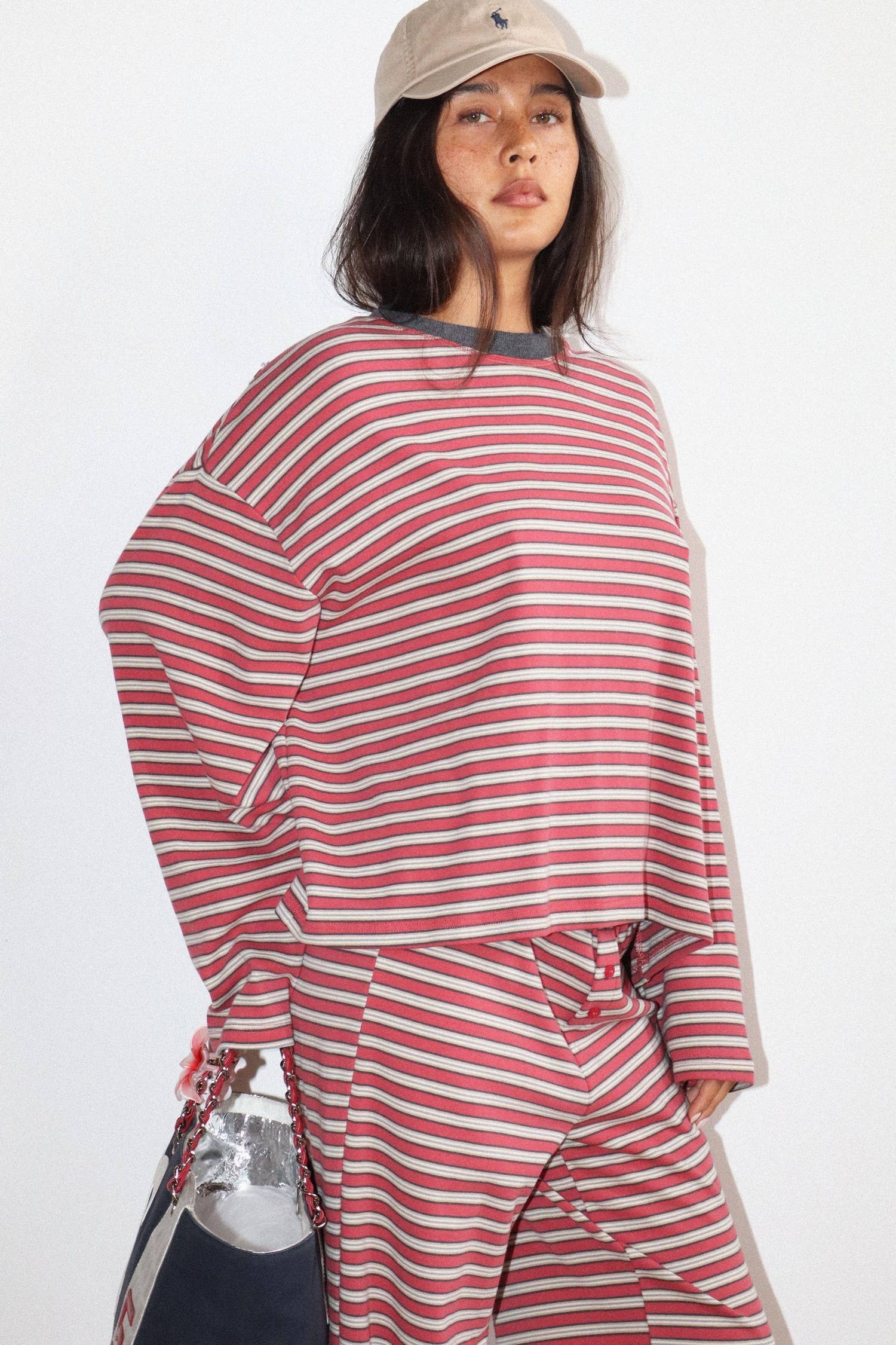 Navy and Red Striped Long Sleeve Top