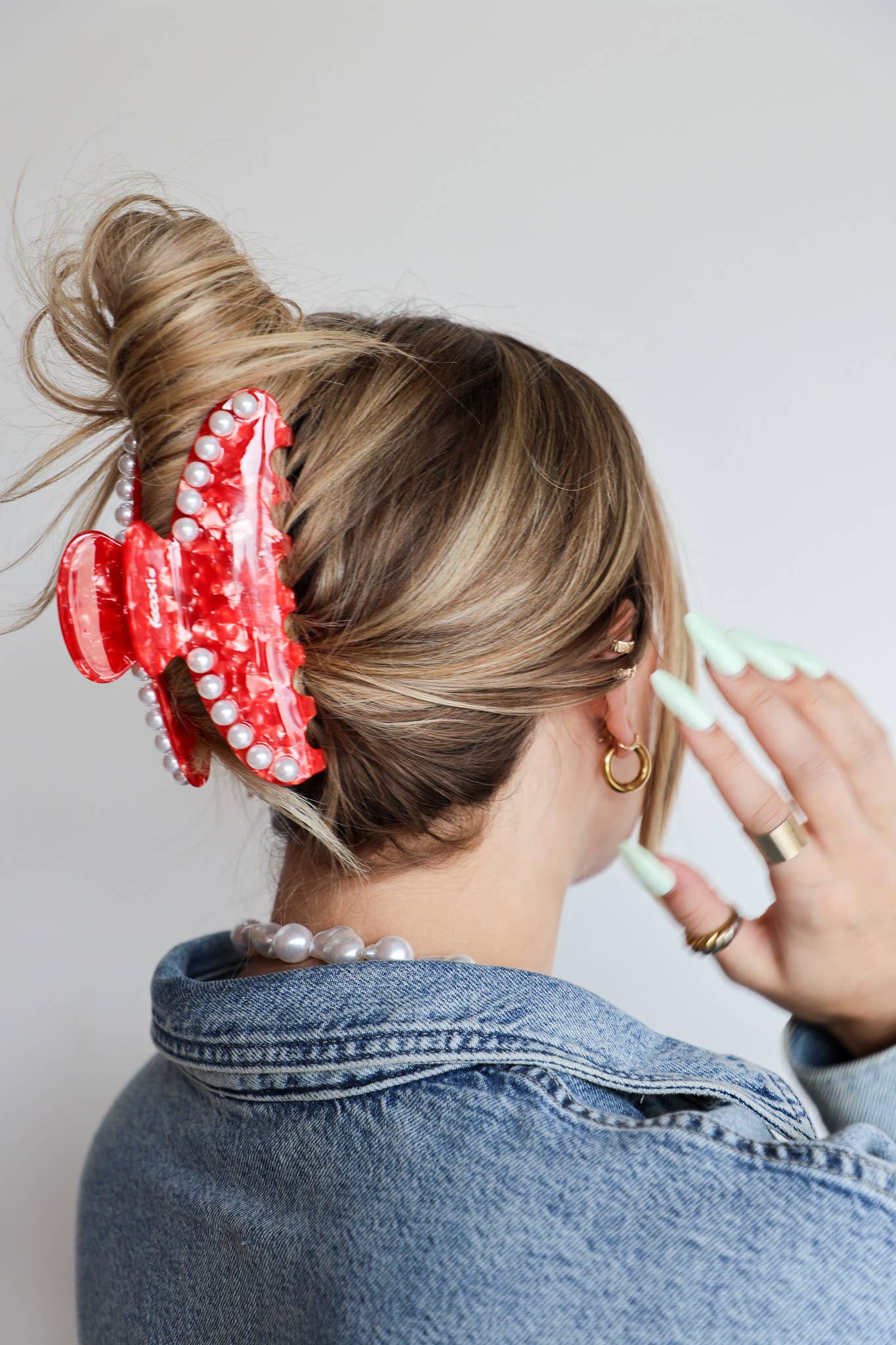 Tortoise Red Pearl Claw Clip