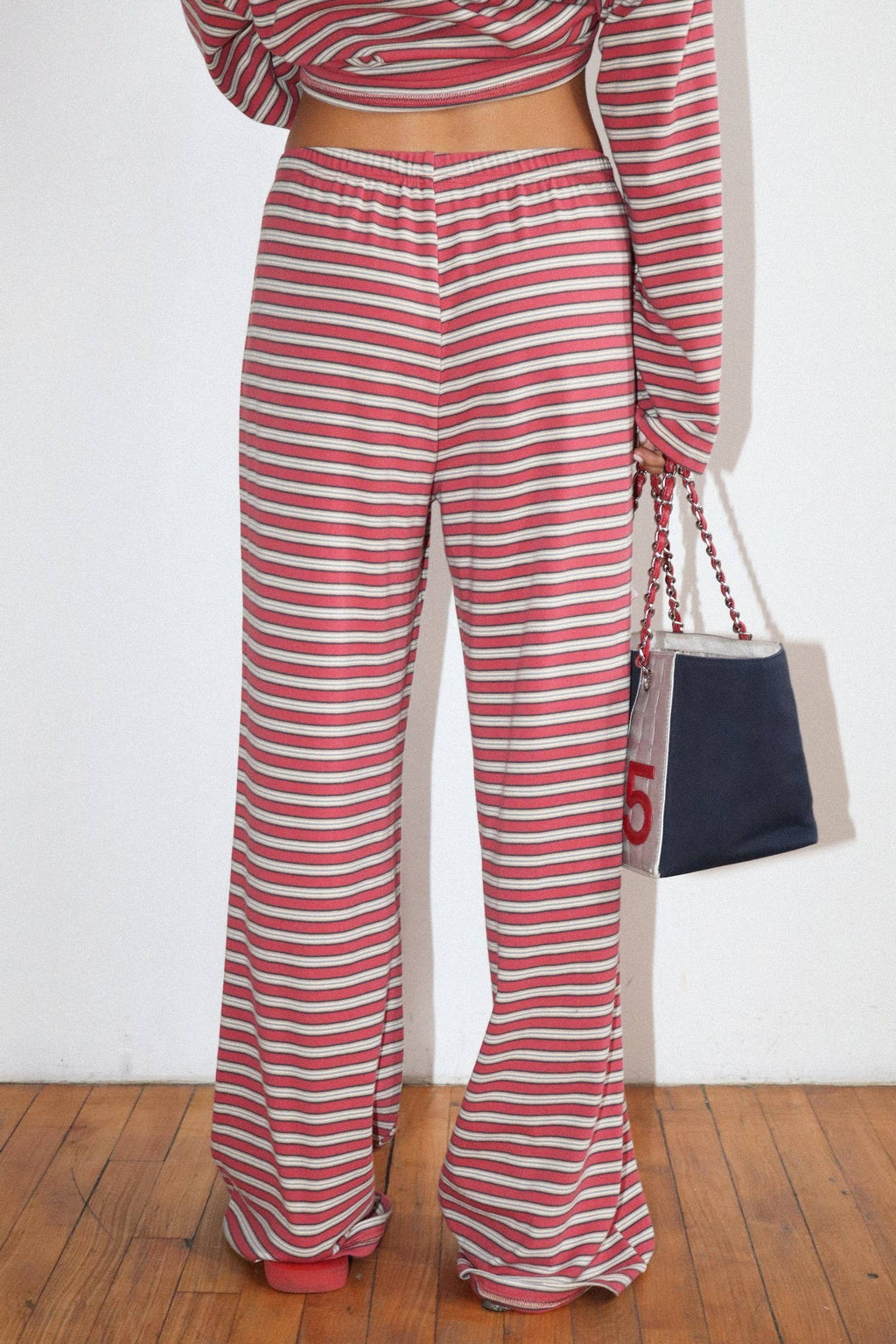 Navy and Red Striped Pants