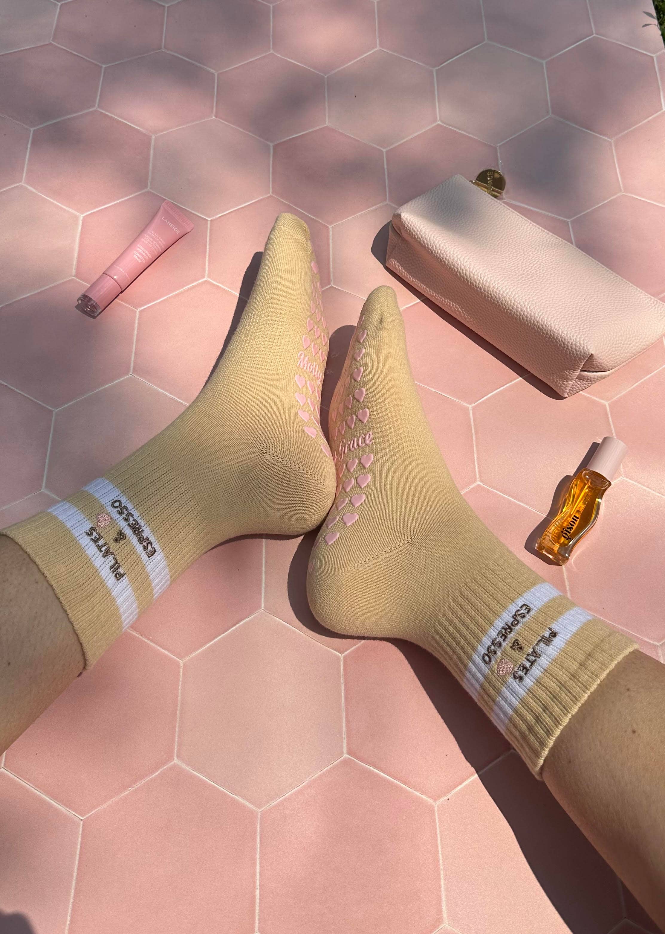 Pilates & Espresso Grip Socks