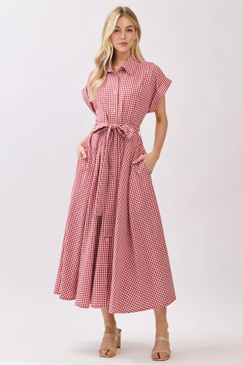 The Royal Red Button Down Maxi Dress