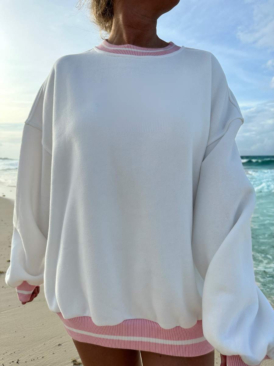 Preppy Crew Pink & White Sweatshirt