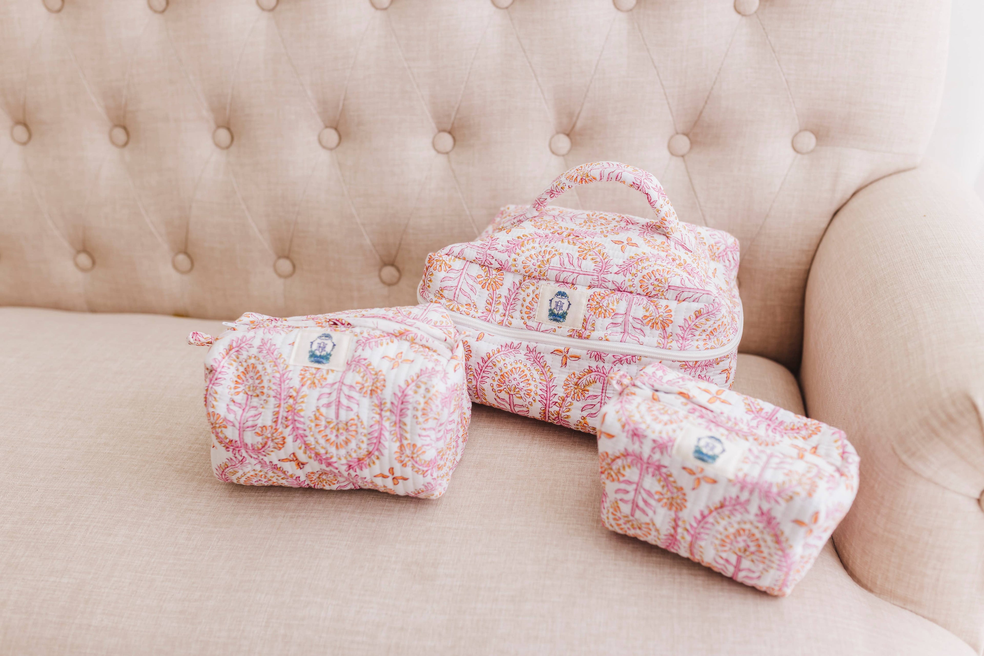 Dahlia Quilted Cosmetic Bags | Set of 3