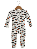 Trick or Treating Bat Organic Waffle Basic Zip Romper