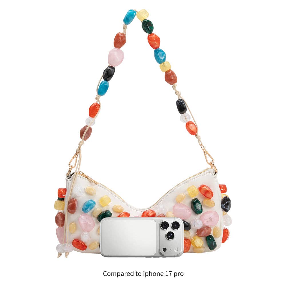 Rhodes Ivory Vegan Leather Shoulder Bag