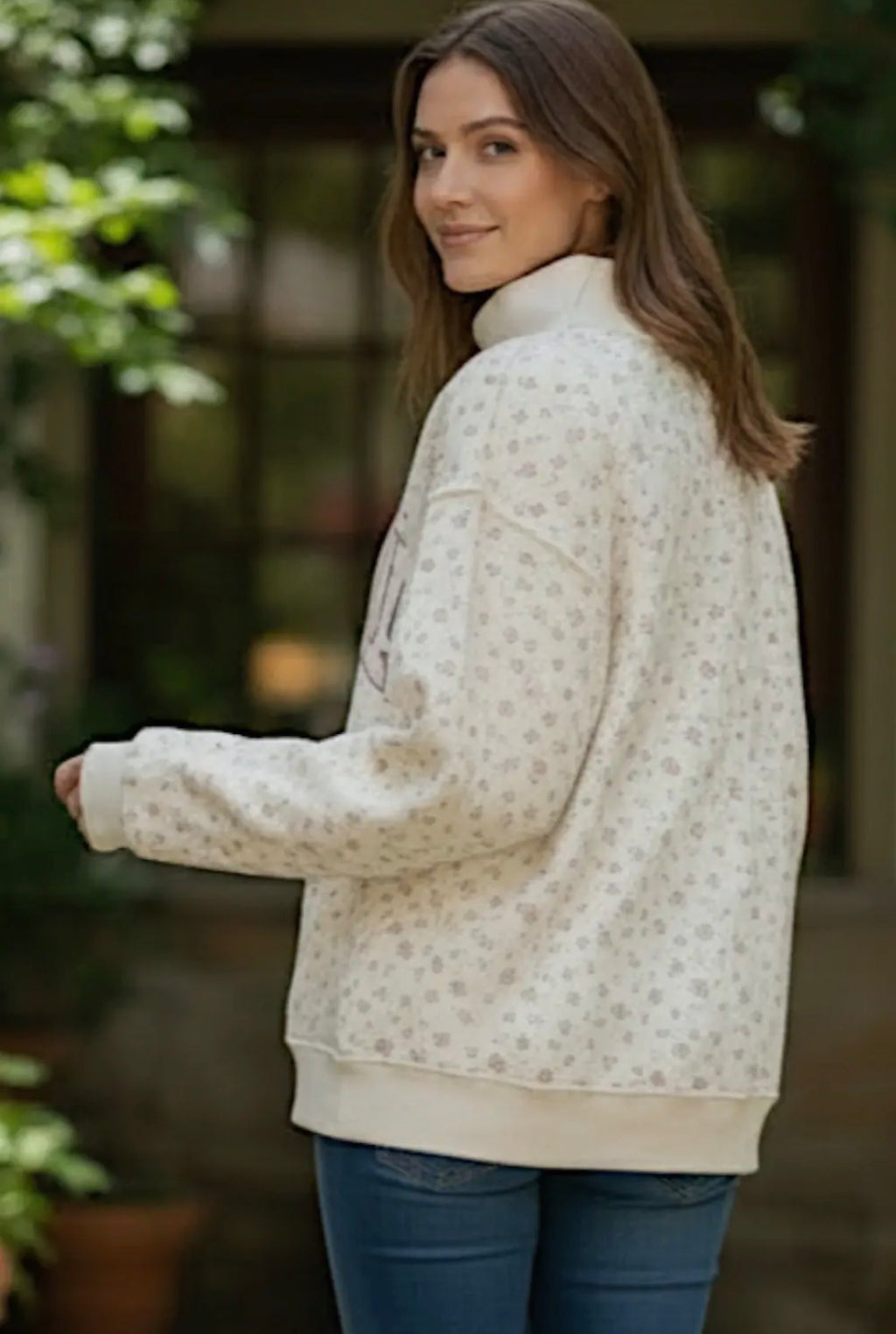 Georgia Embroidered Floral Mock Neck