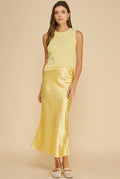 Satin Midi Polka Dot Slip Skirt