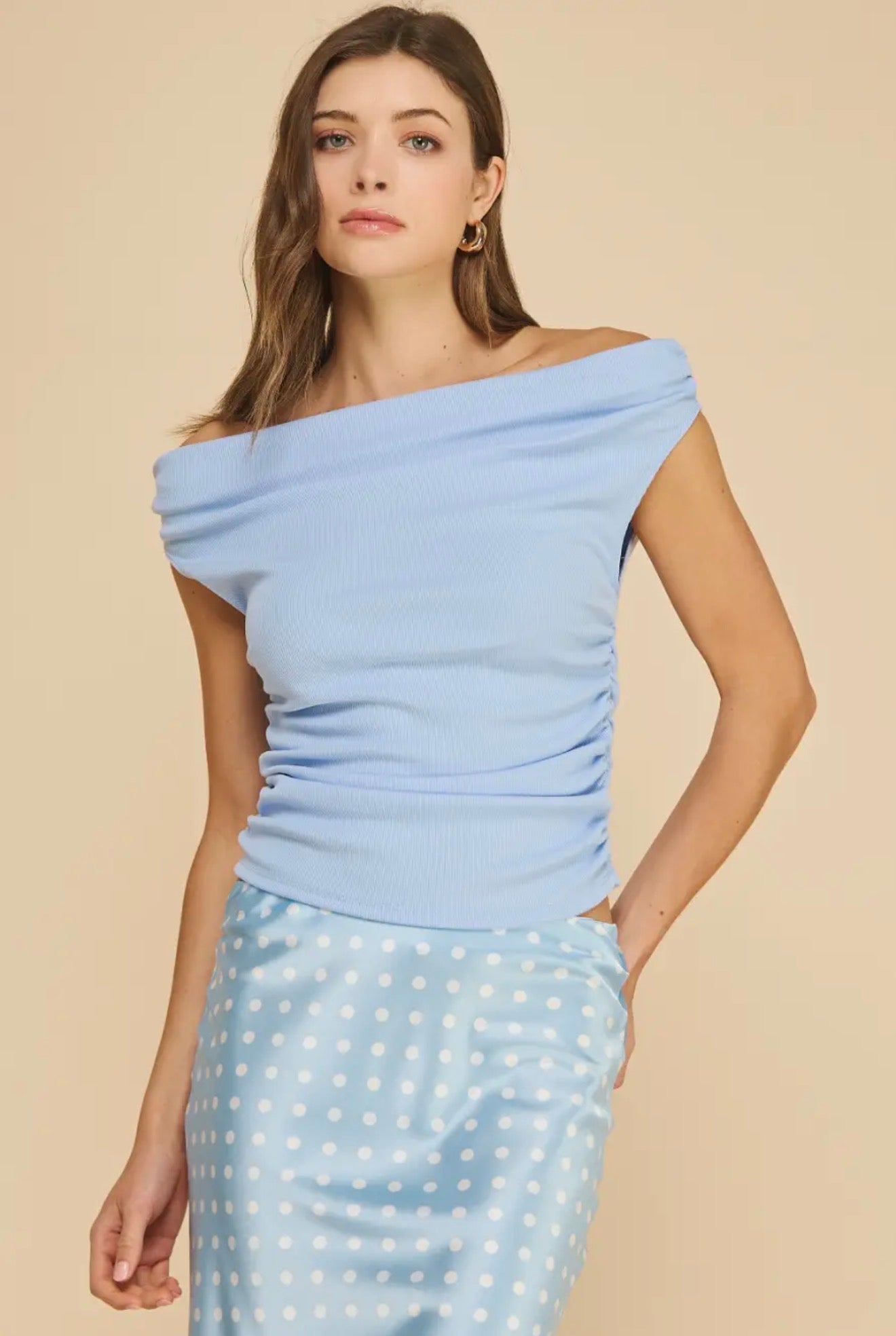 Satin Midi Polka Dot Slip Skirt
