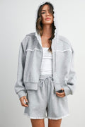Polka Dot Ruffle Zip Hoodie