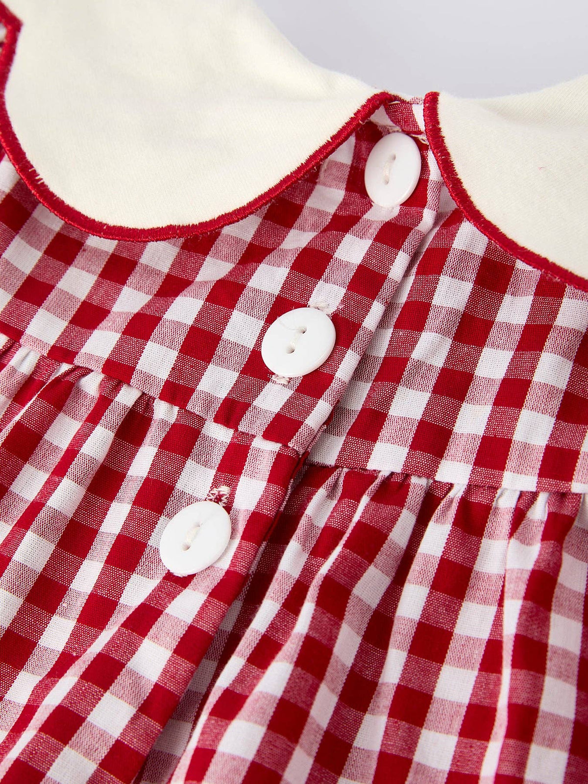 Christmas Tree Embroidery Red Gingham Set