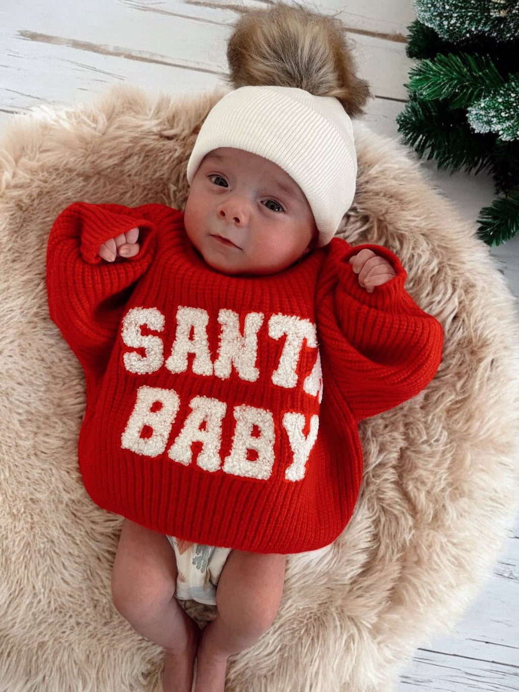 Santa Baby Knit Red Sweater