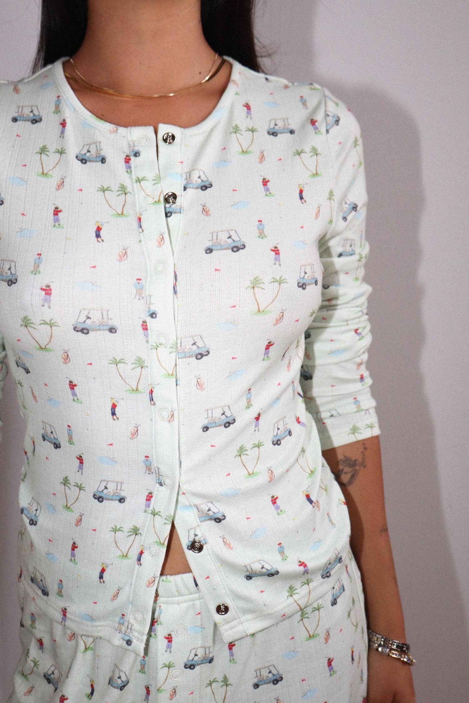 Golf Print Button Cardigan
