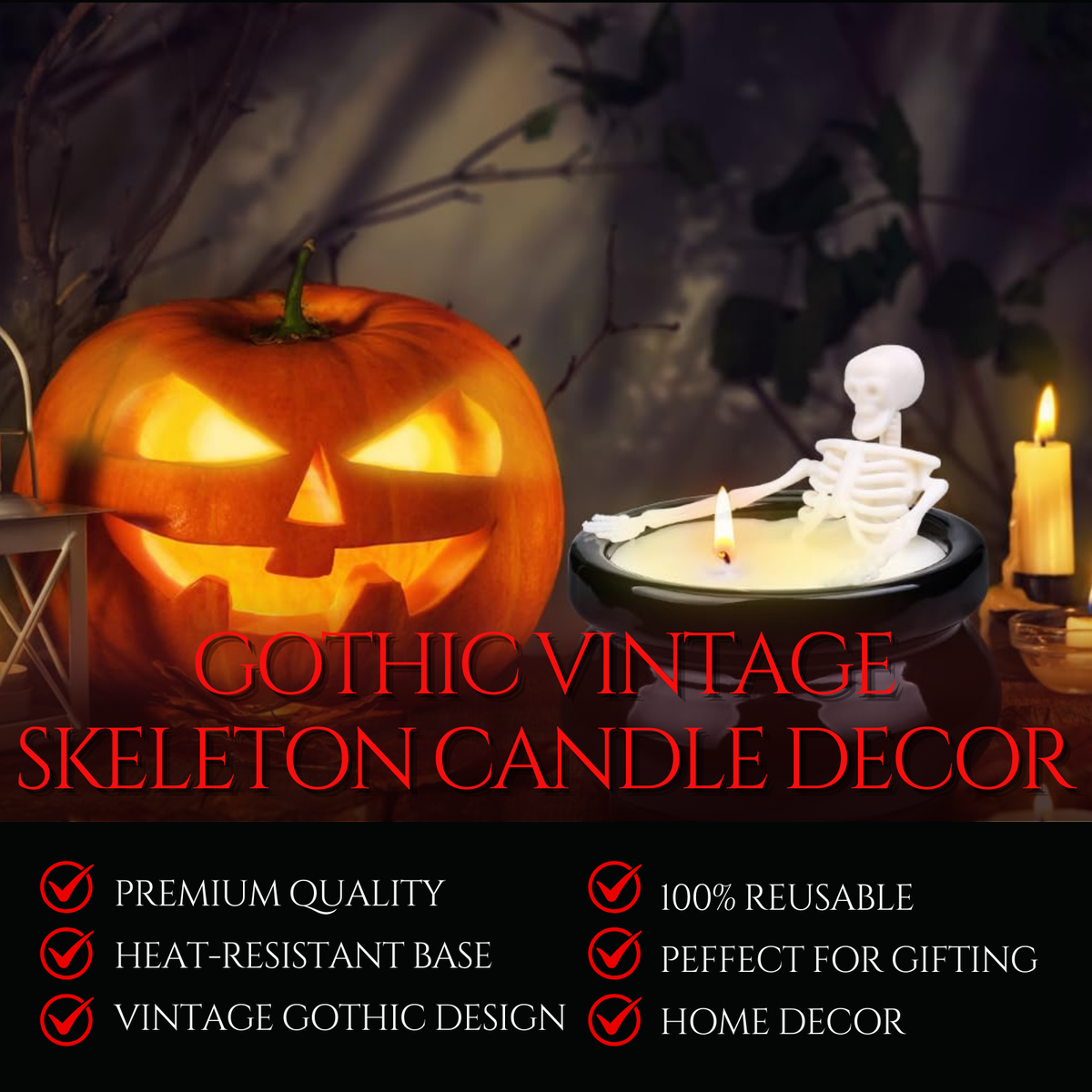 Halloween Skeleton Skull Candle