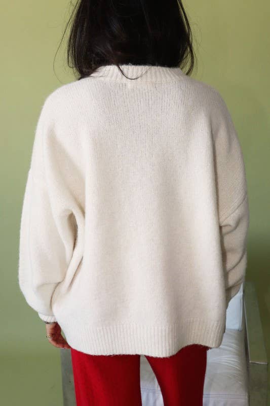 Sandy Sailboat Knit Fuzzy Sweater