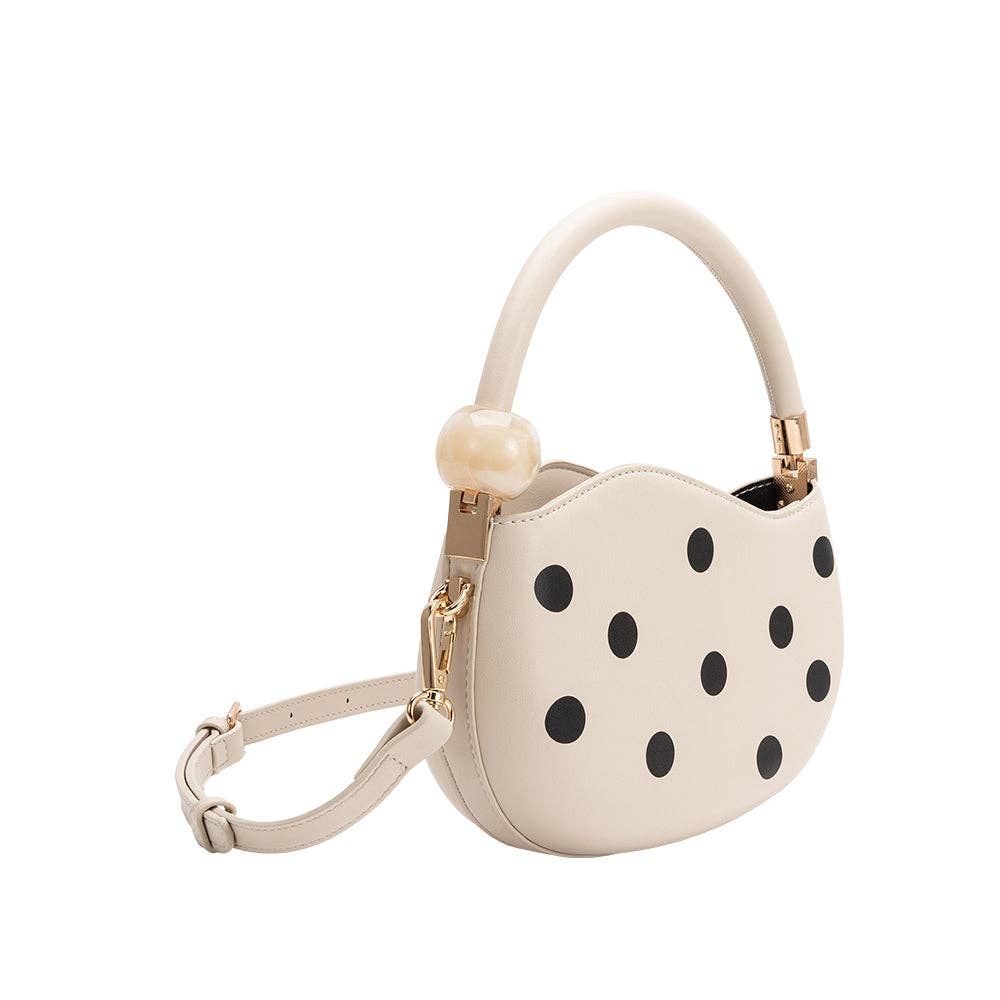 Jessie White Polka Dot Hand Bag