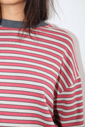 Navy and Red Striped Long Sleeve Top