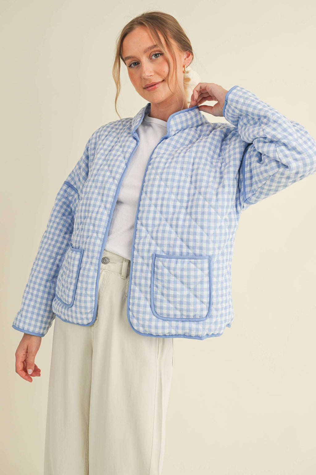 Quilted Gingham Puffer Jacket